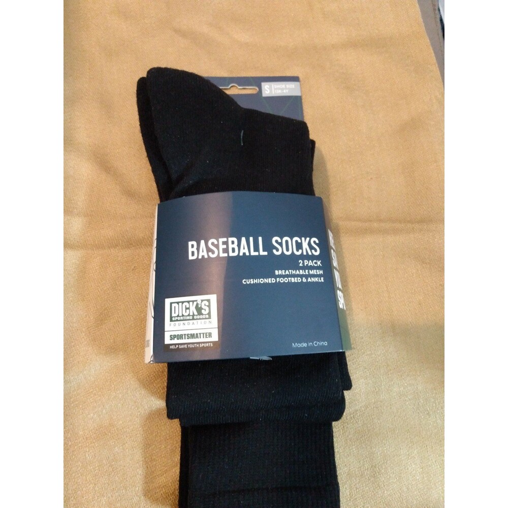 DSG 2 pair black baseball Socks Sz S (13k-4y) Dicks Sporting Goods